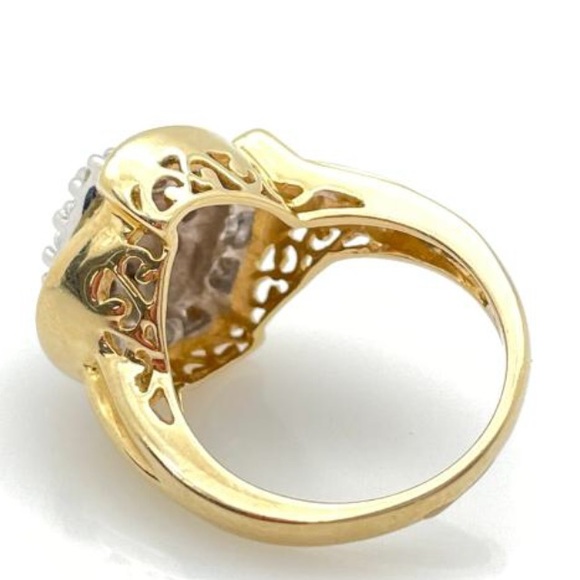 14K Yellow Gold 1.20CTTW Diamond Cocktail Ring SZ 7 - Picture 3 of 5